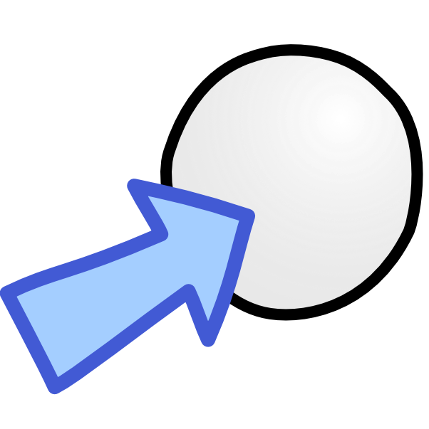 a blue arrow points up to the right at a clear lens, the lens is depicted by a circle outlined in black with an opaque radial light to dark gradient.